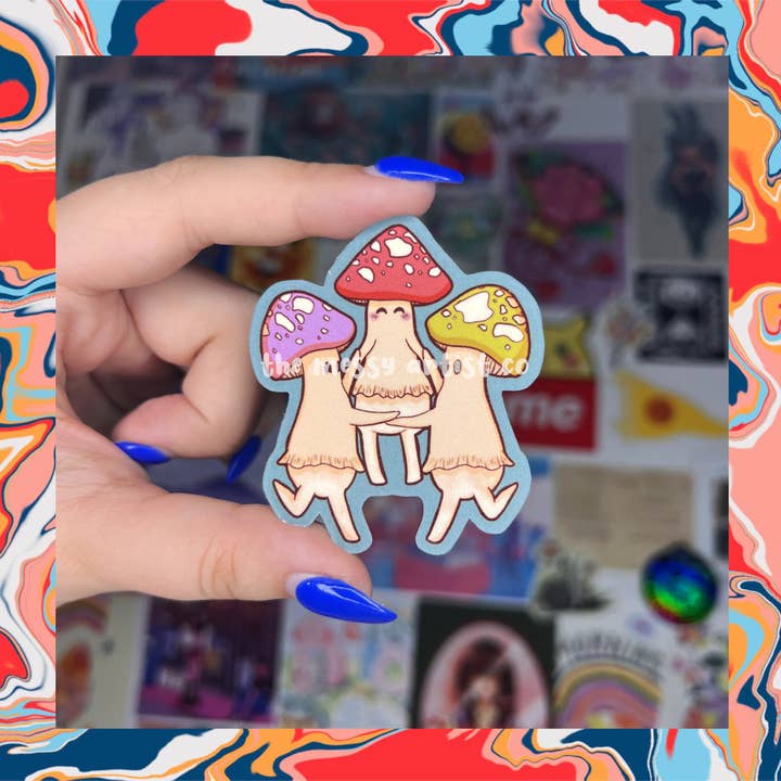 Autocollant de danse des champignons, autocollant brillant pour la vente par The Messy Artist Co.