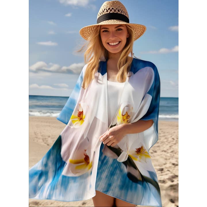 Elegant Blue White Orchid Kimono Cover-Up and other Purchase Wholesale blue orchids. Free Returns & Net 60 Terms on Faire trending on Faire.