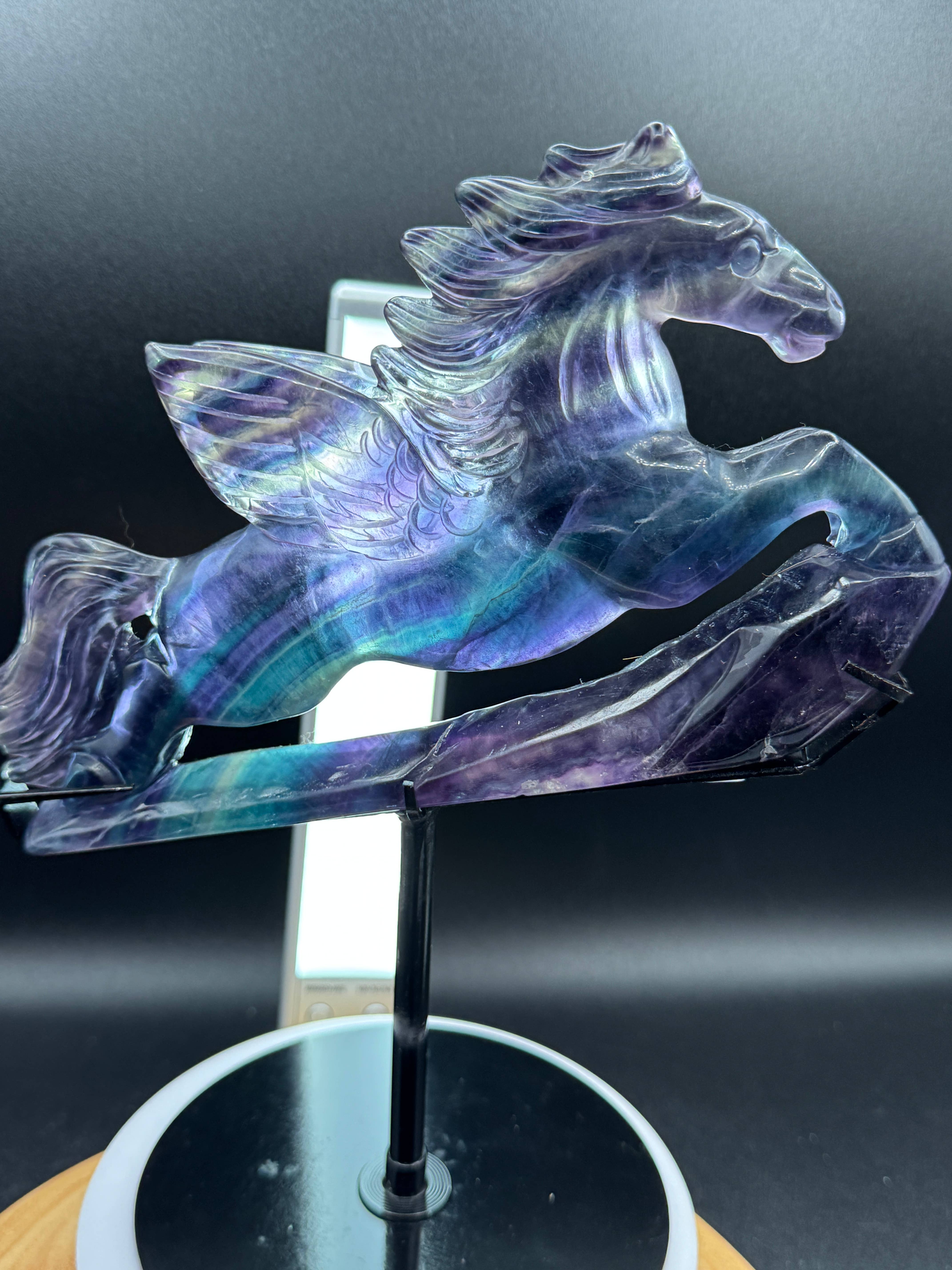 The 7 Directions - Wholesale Spiritual Stone/Crystal - Exquisite Rainbow fluorite Flying horse Pegasus H20815