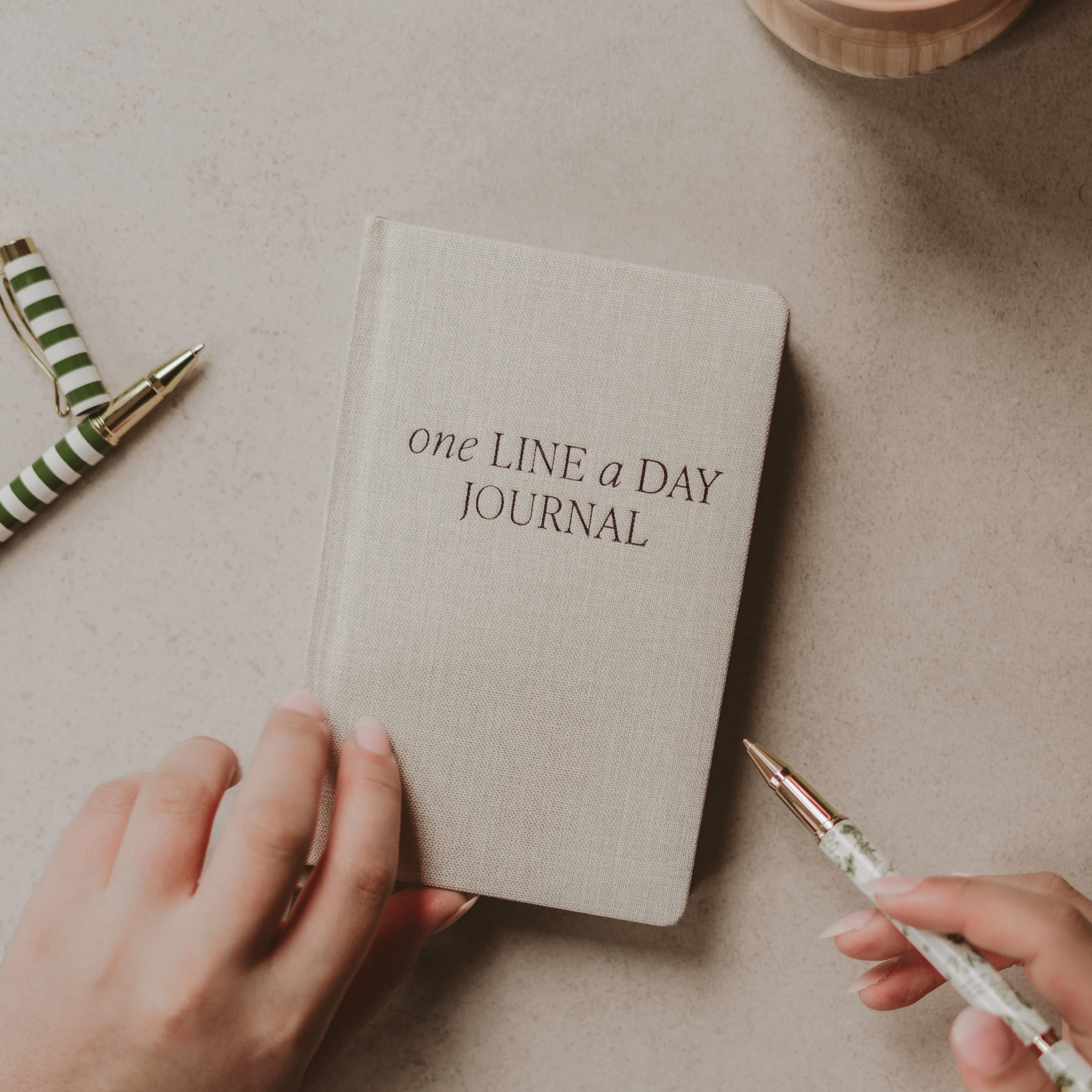 Sweet Water Decor – wholesale Journal/diary – Tan One Line A Day Fabric Journal - Stationery Gifts1