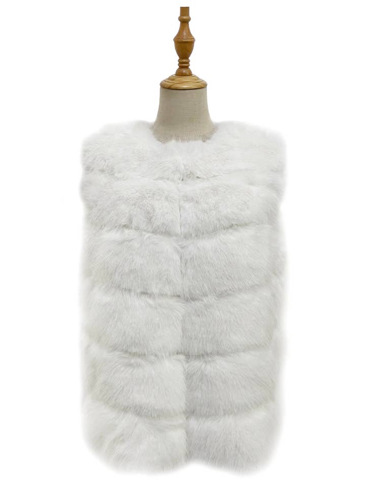 Fashion Scarf World - Wholesale Outerwear Vest - Women's - Plain Faux Fur Stripe Gilet Jacket