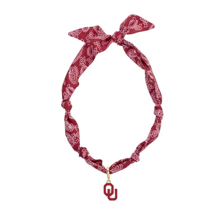 Oklahoma Sooners Logo Bandana Scarf Necklace for wholesale by Canvas Style