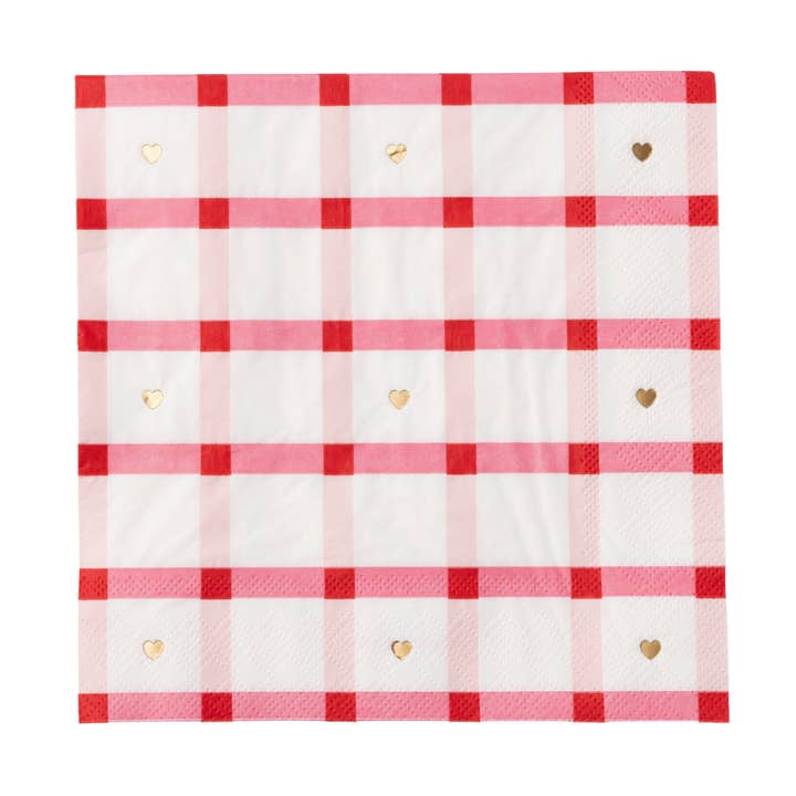 VALENTINE PLAID DINNER NAPKINS for wholesale by Bonjour Fête
