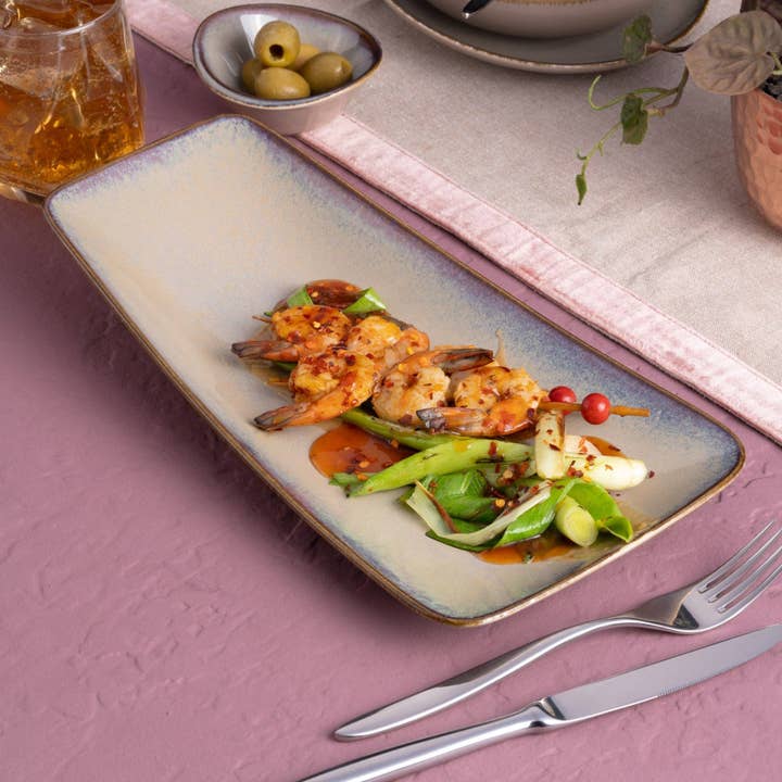 Porcelain Platter | Splash Beige Vital Rectangle Plate, for wholesale by Ariane Fine Porcelain