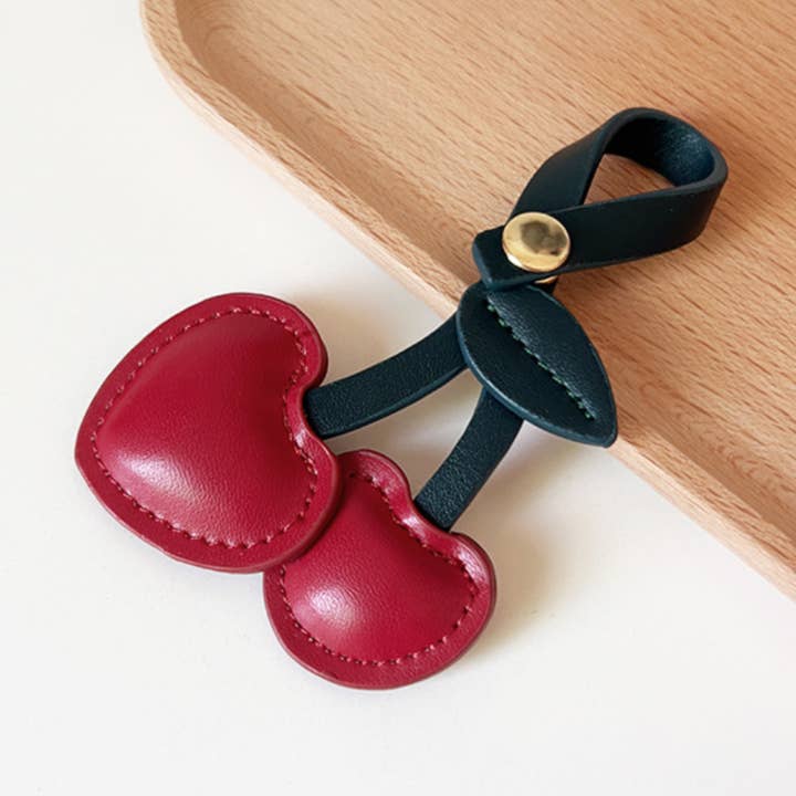 Cherry Leather Bag Charm –Handmade Purse & Handbag Accessory for wholesale by DrifWoo
