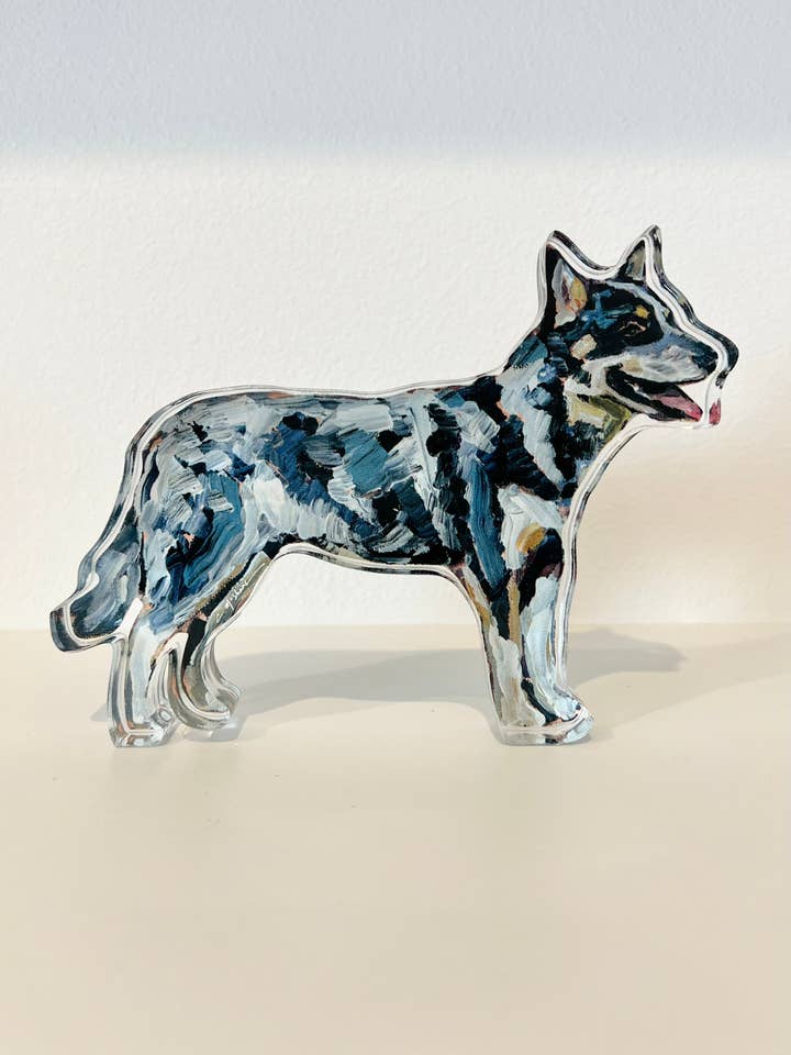 "Blue Heeler" acrylic shelfie for wholesale by Chelsea McShane Art