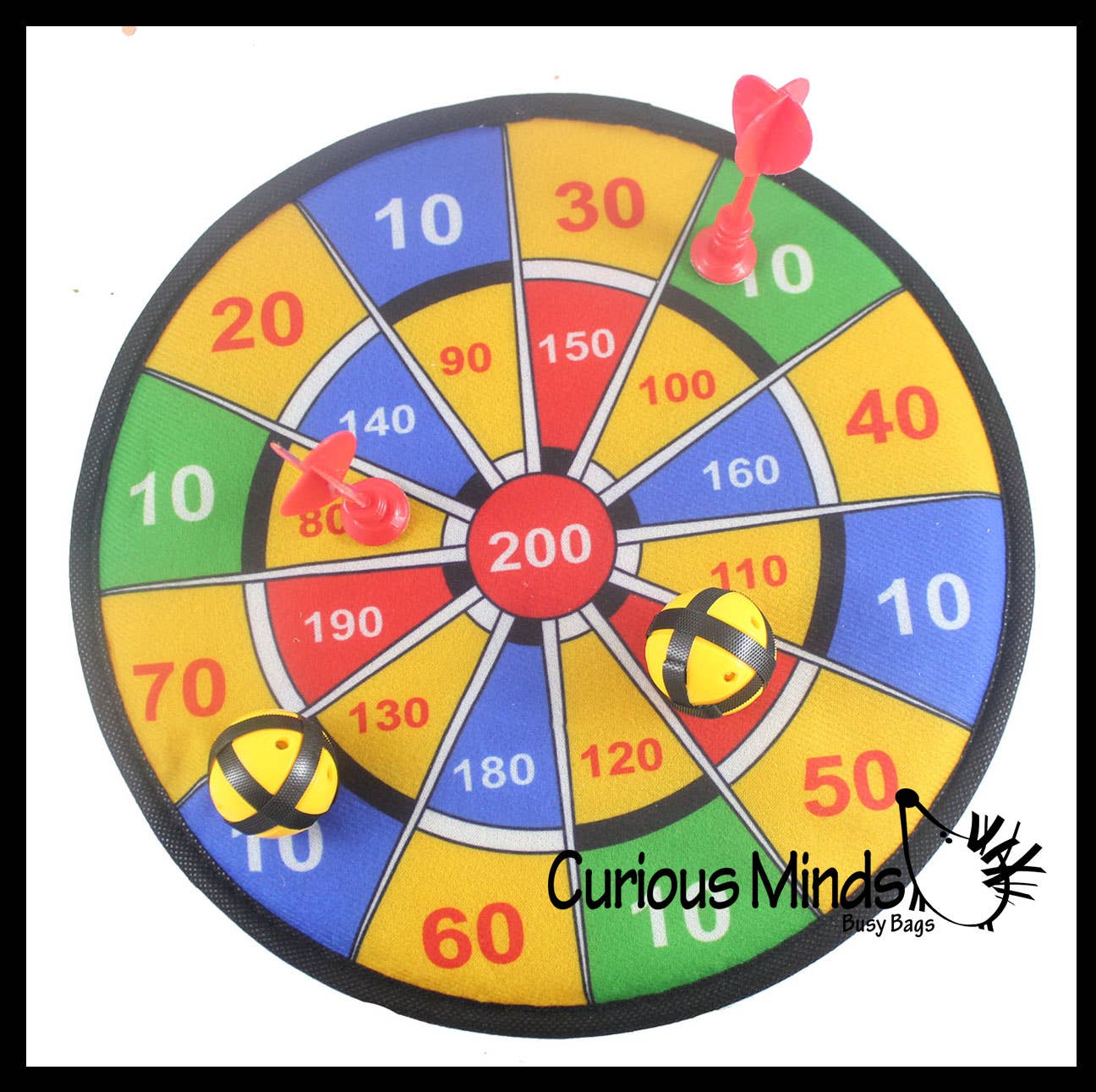 Curious Minds Toys - Wholesale Sporting Game - Kids & Baby - 1 Hook and Loop Sticky Fabric Dart Board - Dart Game with Ba5