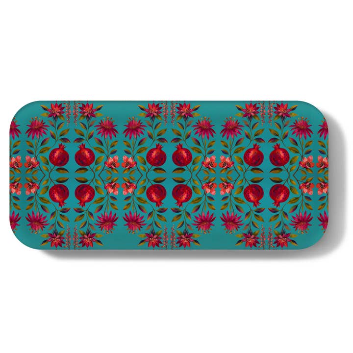 Crimson Garden Narrow Tray | Birchwood Tray | Table Tray für den Großhandel von Maure Luxury Gifts