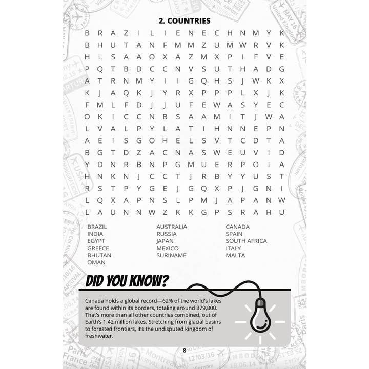 Unscreen Yourself! - Wholesale Puzzle - Adult - Worldly Wonders – Travel Word Search Puzzles with Trivia4