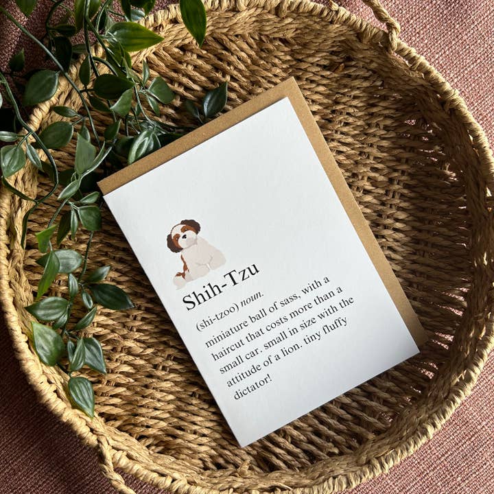 Shih-Tzu Definition Greeting Card for wholesale by Swale Studios