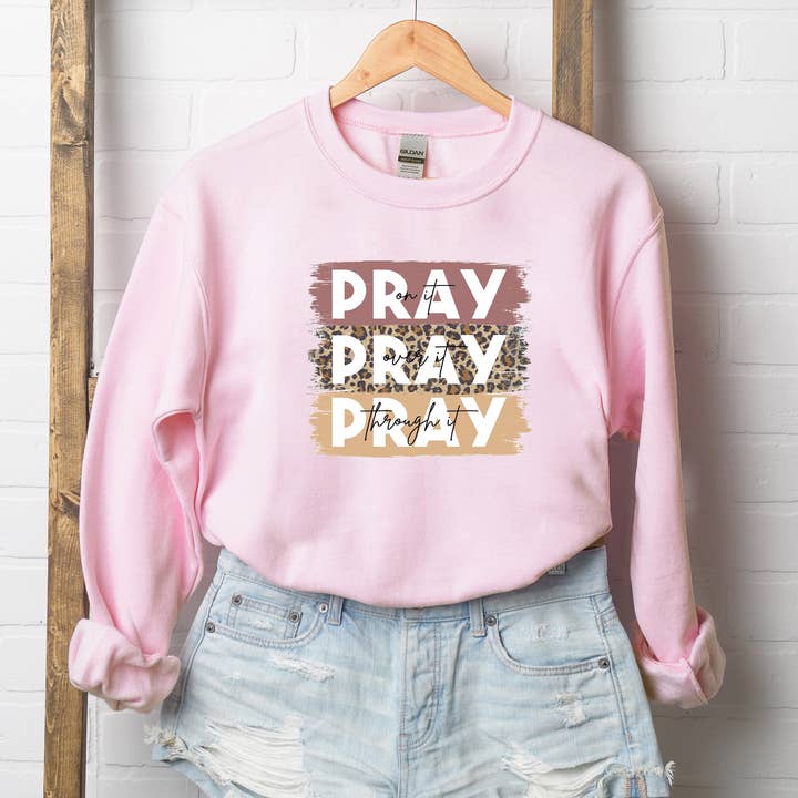 Pray On It Colorful | Sweatshirt | Faith for wholesale by Uplifting Threads Co Wholesale