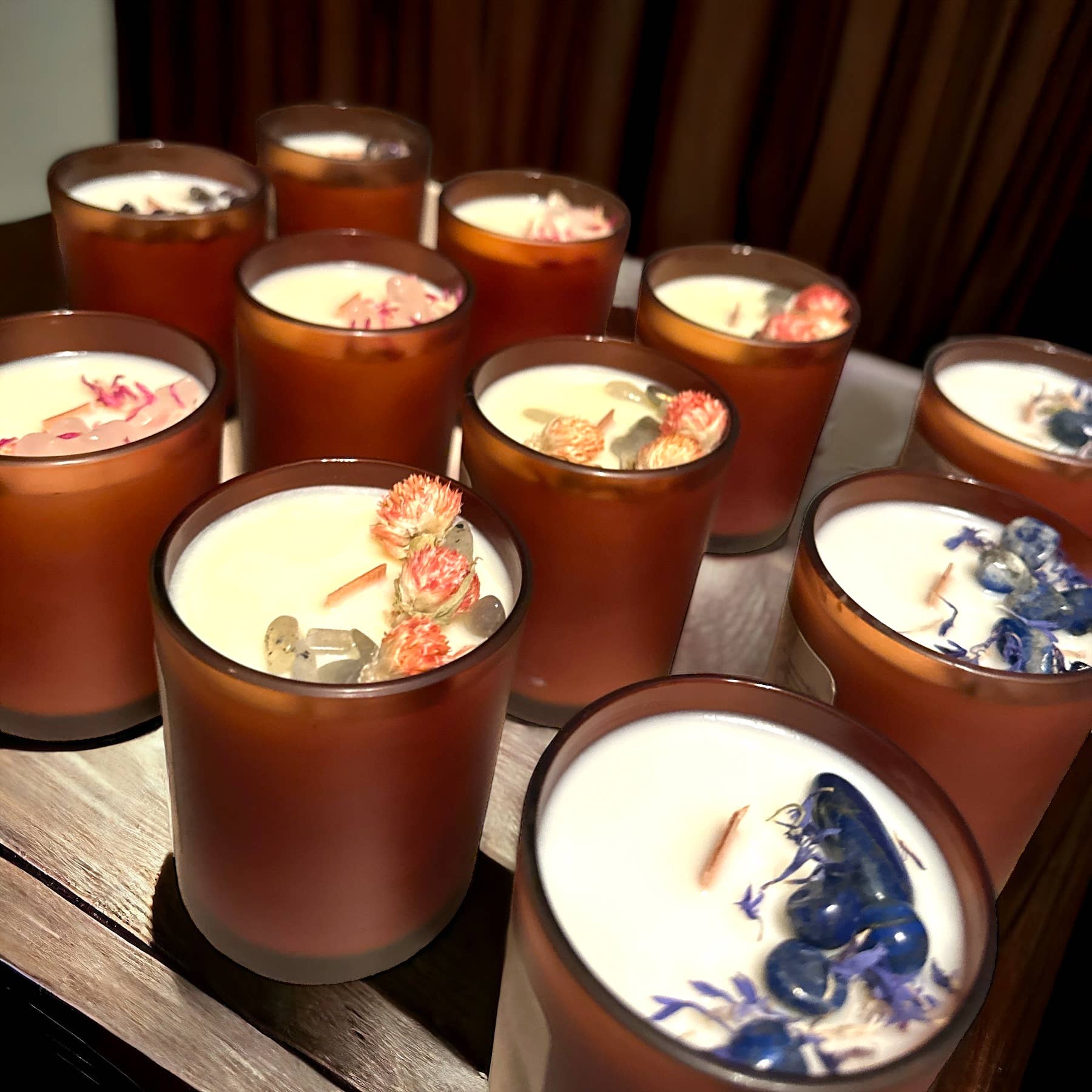 Well Fed Wolf L.L.C. - Wholesale Jar/Filled Candle -  Organic Soy Wax Candle w/ Bamboo Lid, Natural Oils,Crystals2