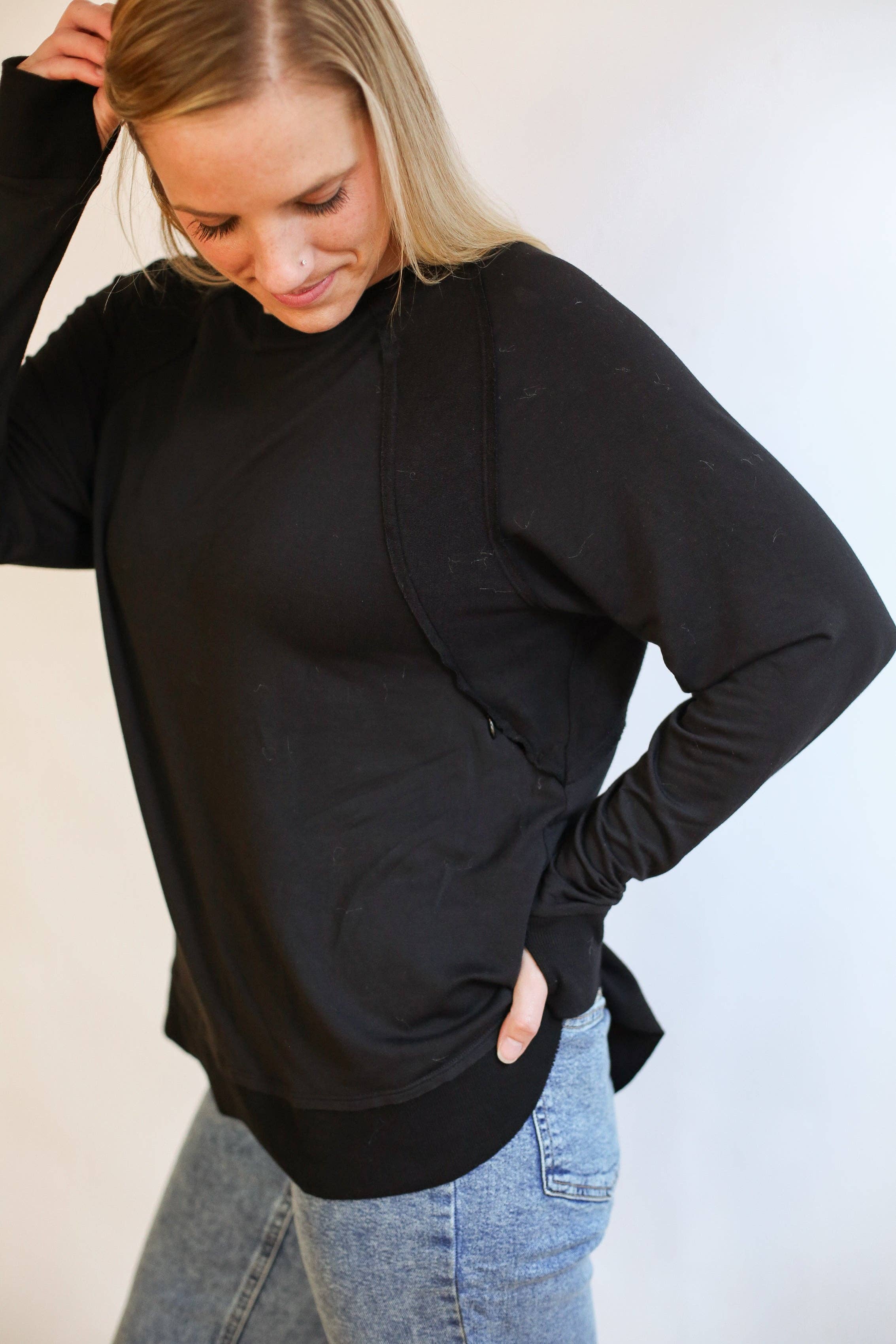 Movemama Apparel - Wholesale Nursing Top - Maternity - FINAL SALE - Free Flowing Long Sleeve Nursing Top9