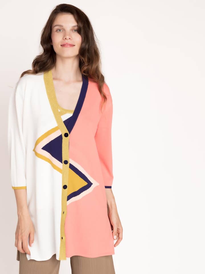 CARDIGAN EN MAILLE AVEC MOTIF ZIGZAG B2B pour la vente par CMS Love