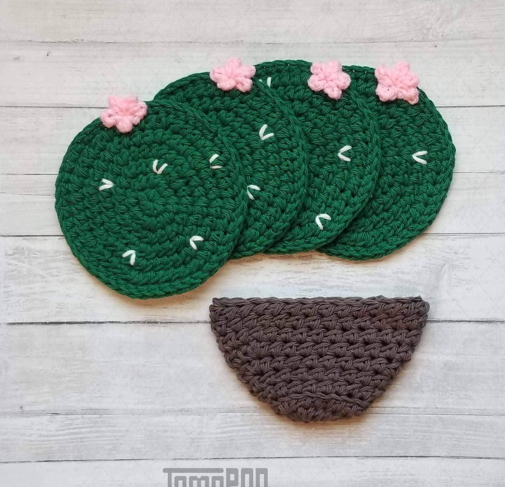 TOMOPOD LLC - Wholesale Coasters - Crochet Cactus Coasters, Set of 4, Plant Lover Home Decor1