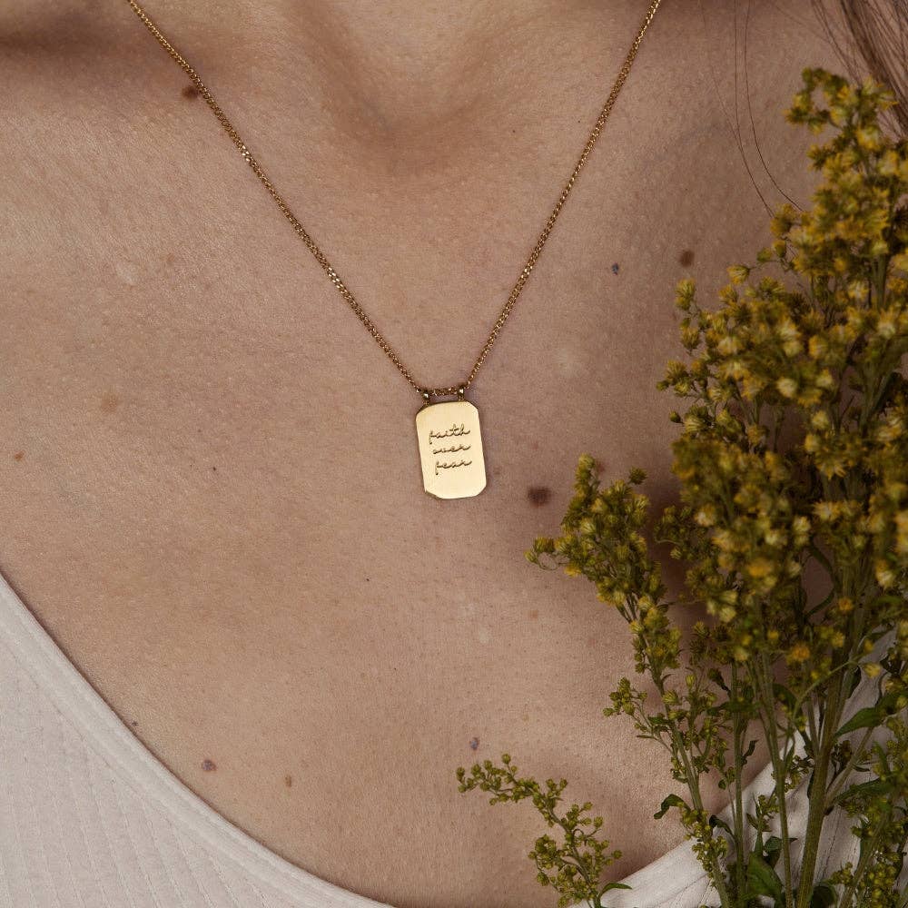 MantraBand - Wholesale Pendant/Charm Necklace - Faith Over Fear - 18k Gold-Dipped necklace1