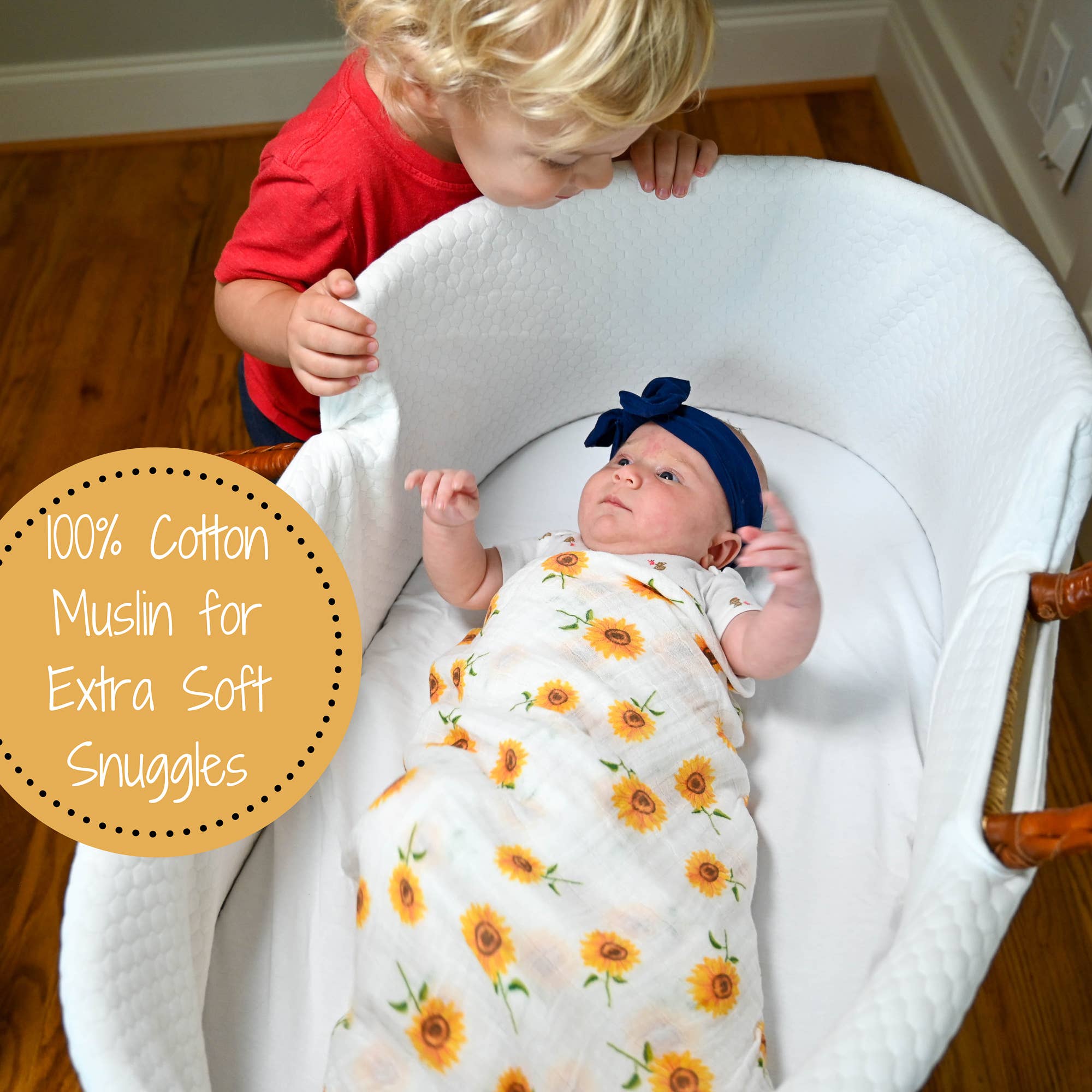 LollyBanks - Wholesale Swaddle - Baby - Sunflower Fields Baby Muslin Swaddle Blanket3