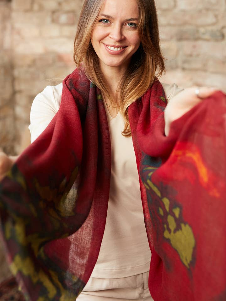 Sciarpa invernale donna, lana merino, tonalità di rosso, oliva per la vendita all'ingrosso da parte di SALTO