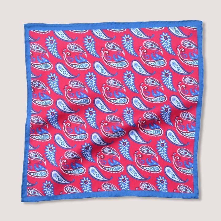 Brian Oak Limited – wholesale Pocket square – Men’s – Crimson Red Paisley Print Pocket Square
