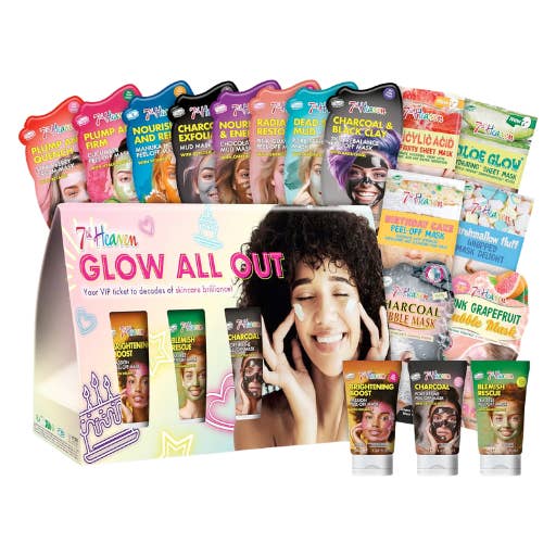7th Heaven Glow All Out Skincare Gift Set - 3 Face Mask Tubes & 14 Face Masks for wholesale by 7th Heaven