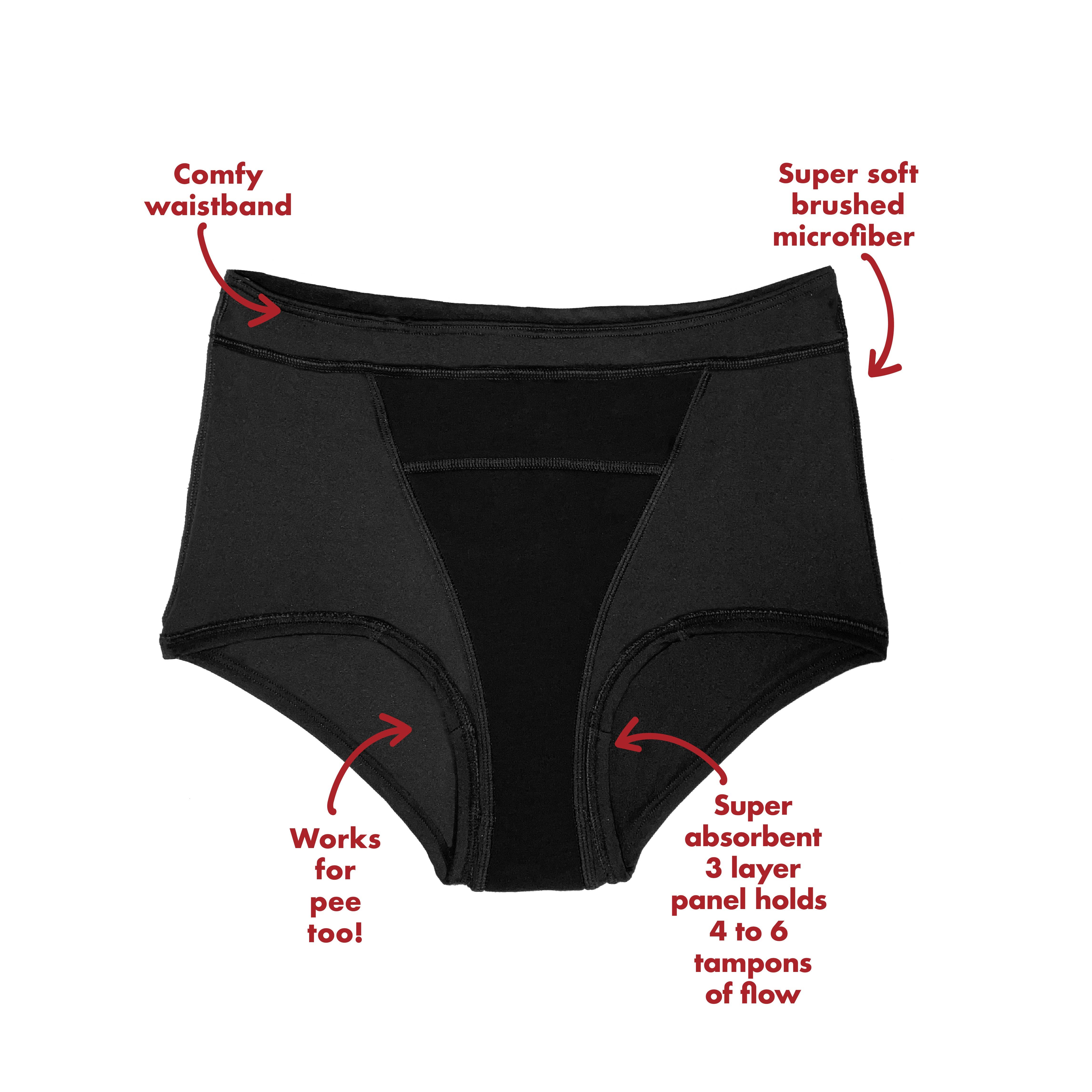 Black The Boyshort Period. in Microfiber. For Medium Flows - Single Polybag Unit for wholesale on Faire13