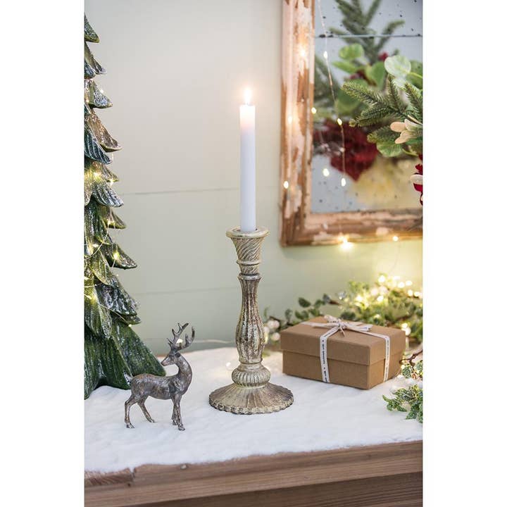 A&B Home Group Inc. - Wholesale Christmas Decoration - D4x9"H Burnt Mercury Glass Taper Candle Holder - Gold1