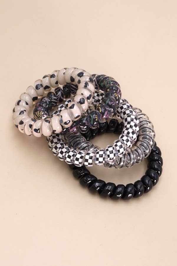 JOSSLYN by wall to wall – wholesale Hårsnoddar – Dam – JOSSLYN by wall to wall Spiralformade hårsnoddar med blommönster och djurtryck, 5-pack0