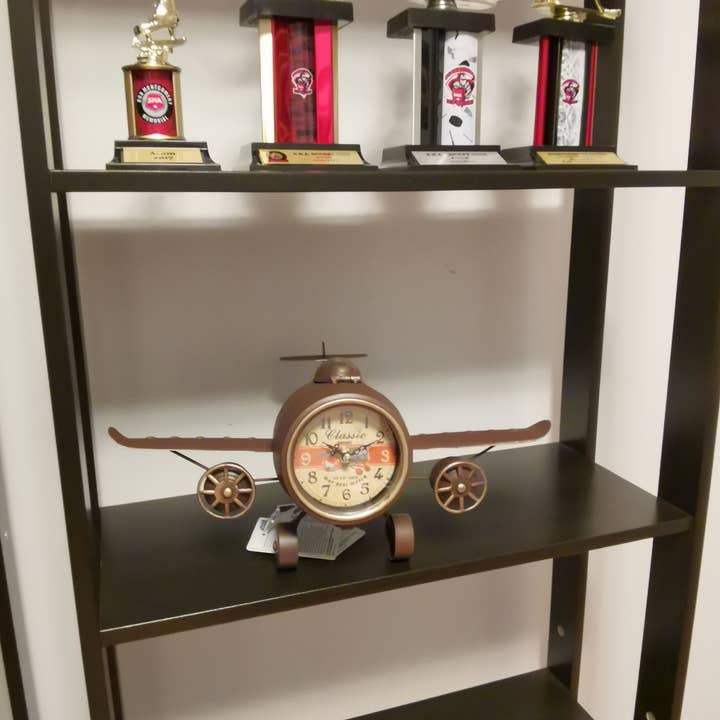 Peterson Housewares & Artwares - Wholesale Desk Clock - Table Clock - Rustic Vintage Airplane Table Clock1