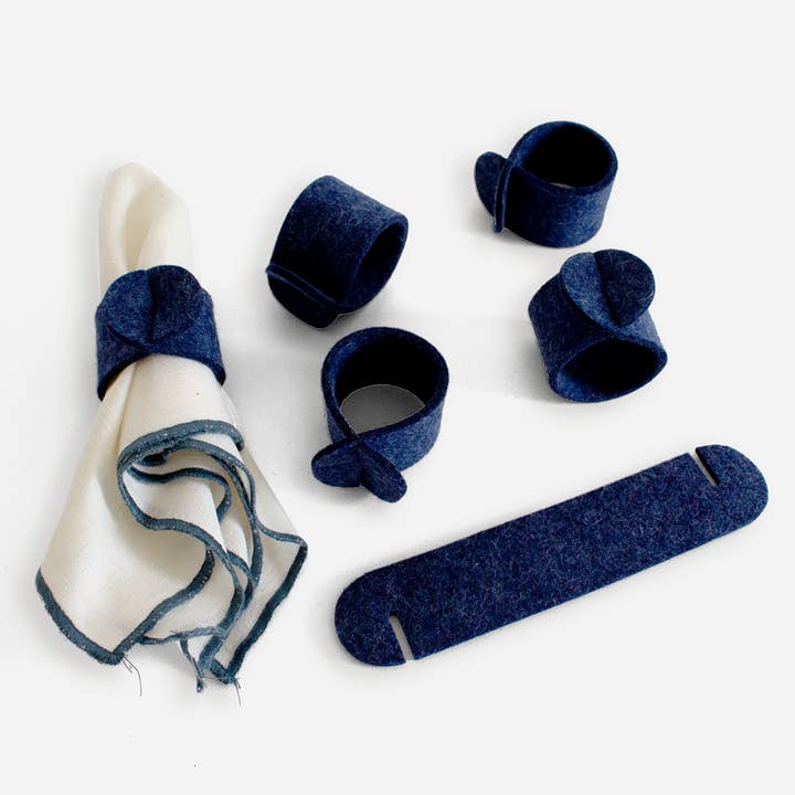 Lot de 6 ronds de serviette - Feutre de laine 100% épaisseur 3 mm pour la vente par Lion Looms