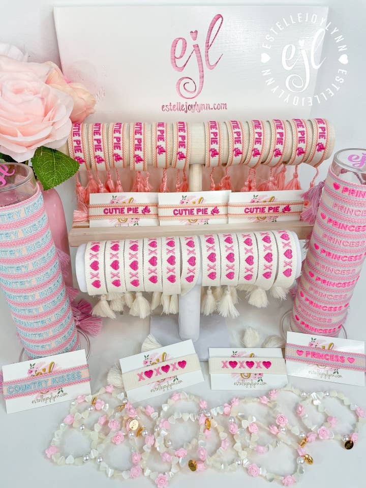 Valentine's Day Bracelet Bar / Embroidered Bracelets for wholesale by EstelleJoyLynn, LLC