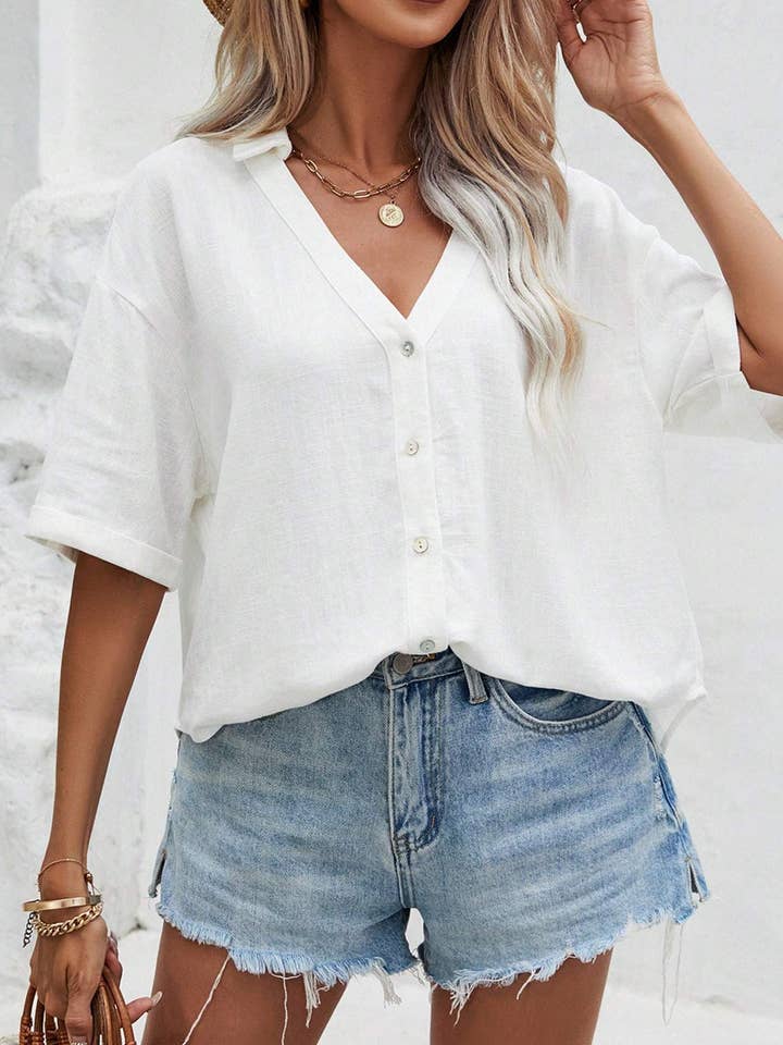 Hemd marineblaues Top Bürokleidung lässiges Damenhemd für den Großhandel von Fashion Combination