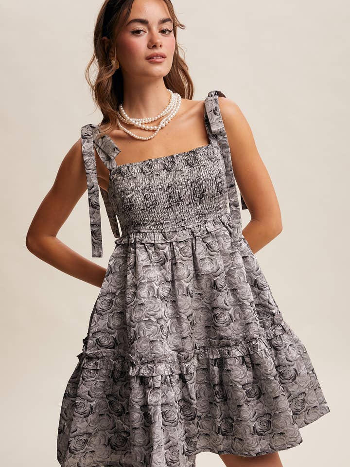 Smocked Tie-Strap Mini Dress LD1512 for wholesale by Listicle