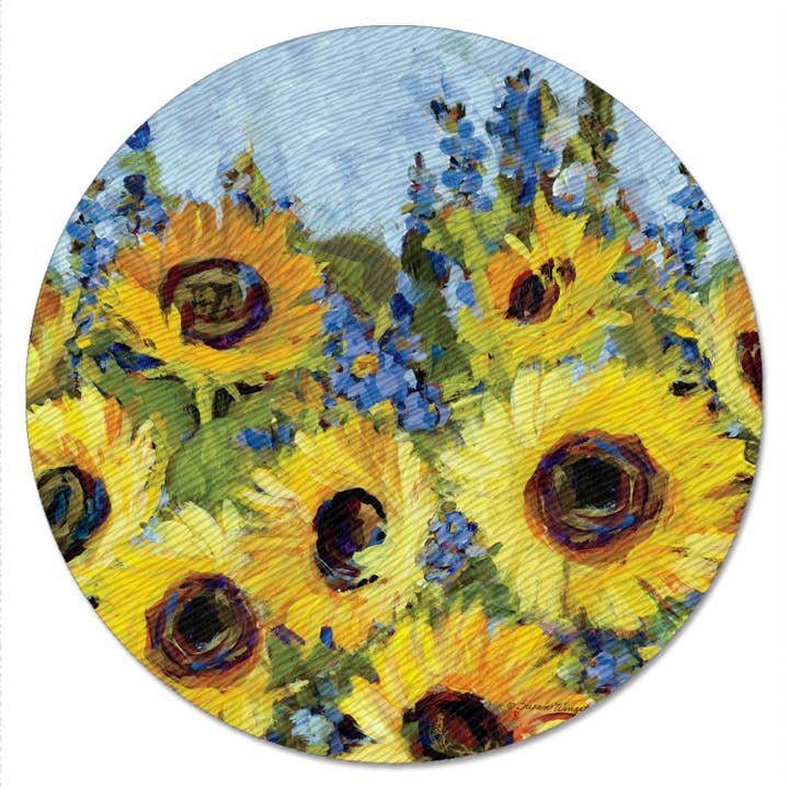 Giradischi «Gallery Sunflower» in vetro temperato da 4 mm Lazy Susan per la vendita all'ingrosso da parte di CounterArt/Highland Home/Thirstystone/CoasterStone