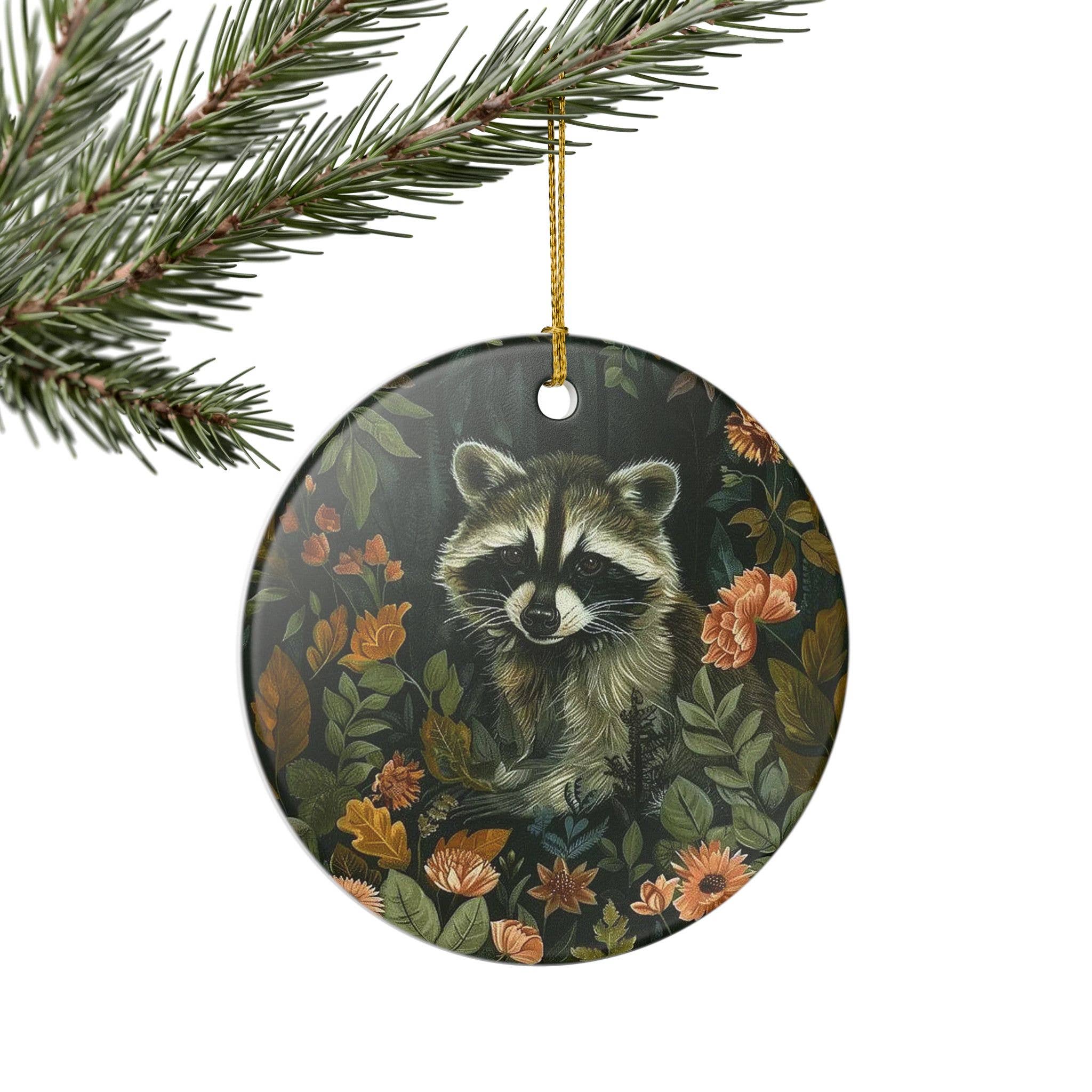 Miss Crabtree - Wholesale Ornament - Raccoon, William Morris Christmas Ornament  0