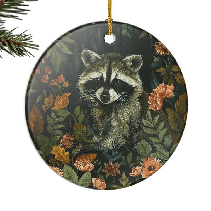 Raccoon, William Morris Christmas Ornament for wholesale by Miss Crabtree