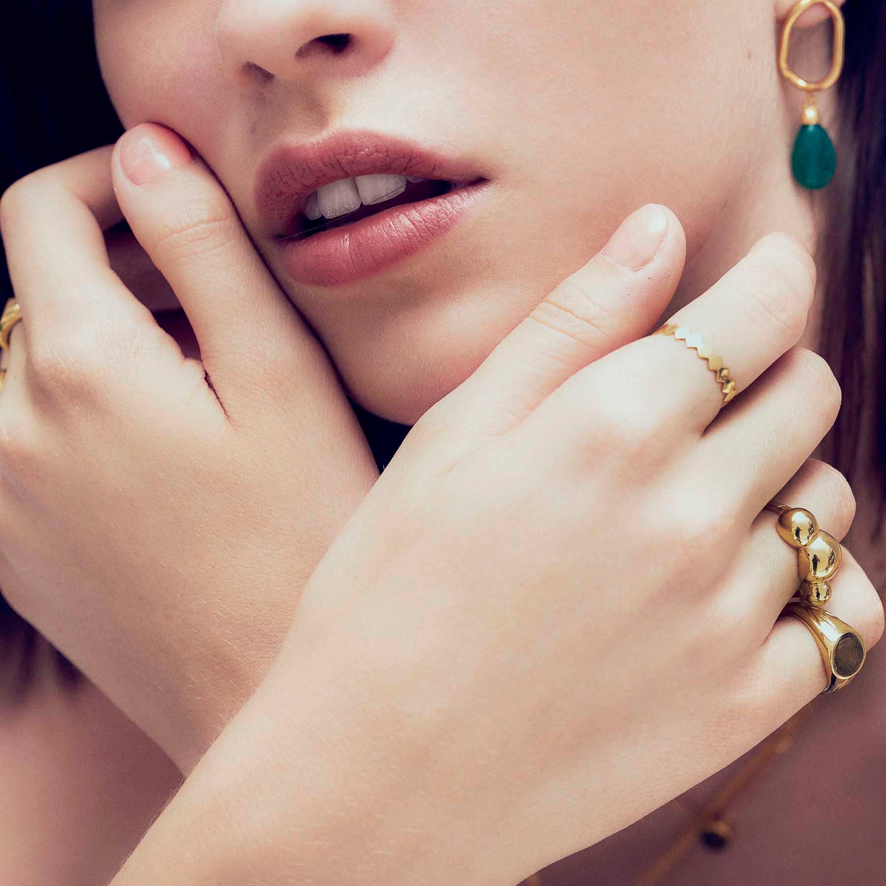 Hissia - Venta al por mayor Anillo de banda/apilable - Anillo Kubik Gold Delgado1