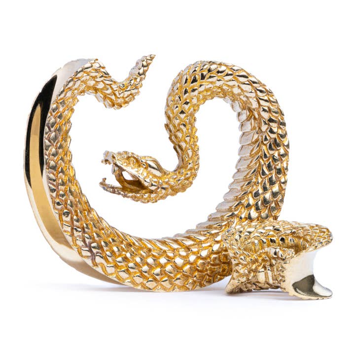 Gold Snake Saddle Plug / Tunnel / Gauge for wholesale by Custom Plugs