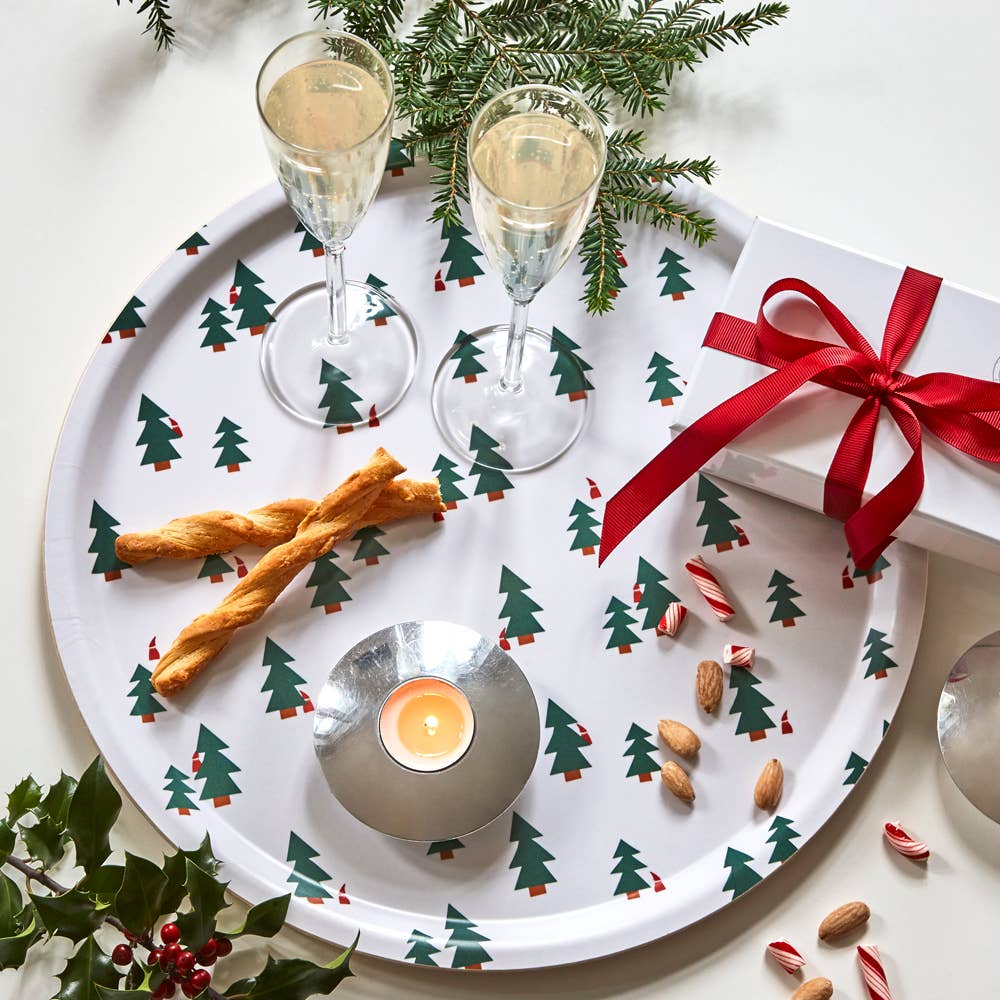 BLU KAT - Wholesale Serving Tray - Christmas Forest Round Serving Tray - 38 cm1