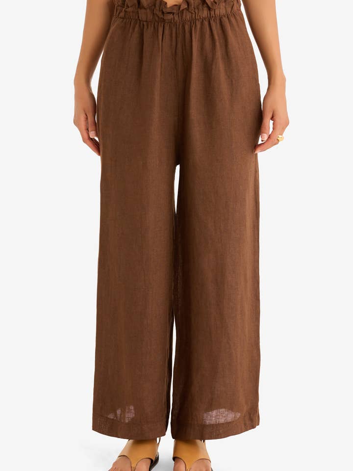 The Arches Linen Pant in Cafe for wholesale by Marché