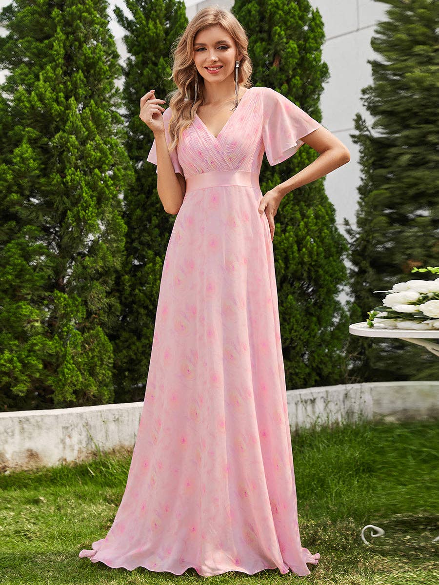 Ever-Pretty - Vendita all'ingrosso Abito da sera - Donna - Abito da damigella in chiffon con doppio scollo a V e volant65