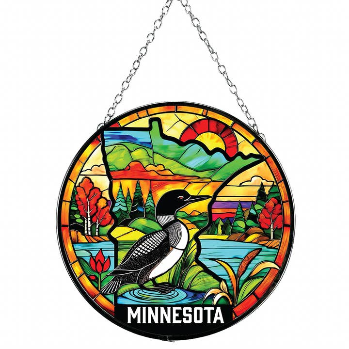 Minnesota Majestic Loon 6" Stained Glass for wholesale by Token Atelier