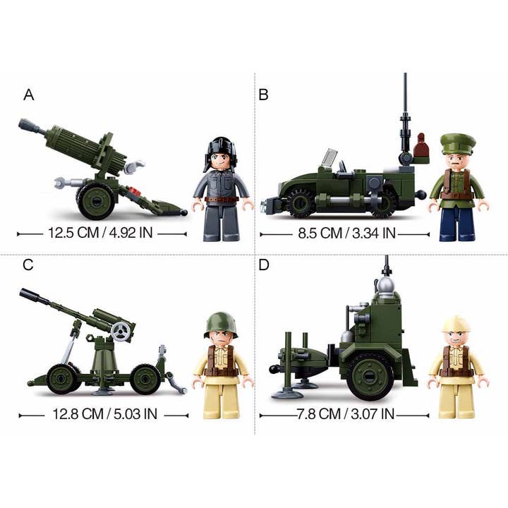 Texas Toy Distribution - Wholesale Building Set - Kids - WWII 4-in-1 Army Gift Box Building Brick Kit (353 pcs)4