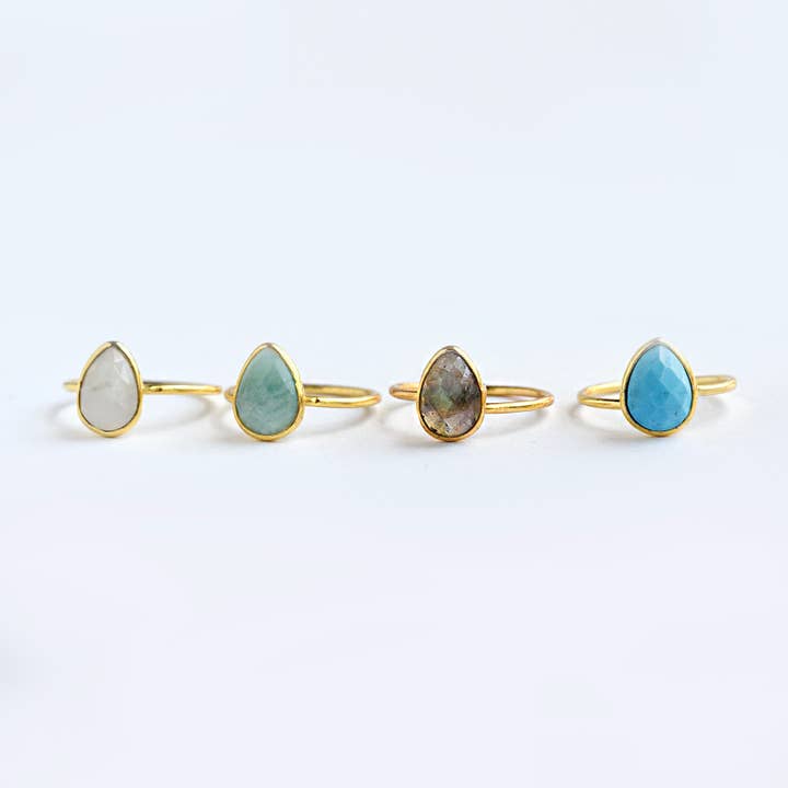 FELIX Z DESIGNS - Wholesale Single Stone/Solitaire Ring - Single Teardrop ring, Adjustable Size.3