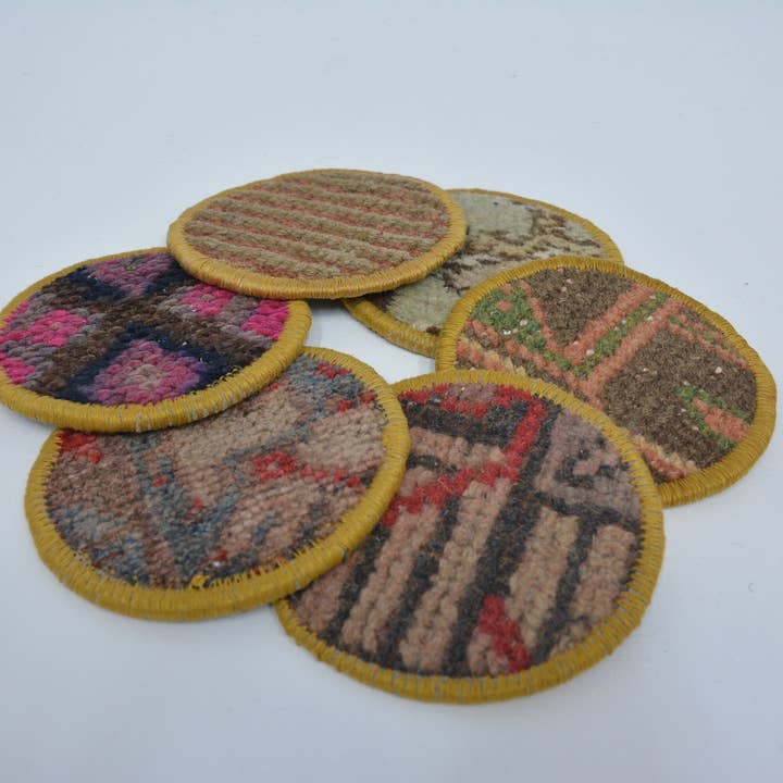 Kilim Pillow Decors - Wholesale Coasters - Coffee Cup Pad Turkish Rug Design Housewarming Gift1