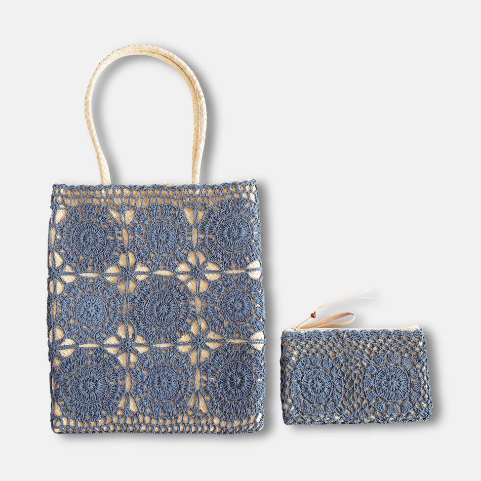 Mahe Homeware - Wholesale Beach Bag - Macrame Bag Bluish Gray1