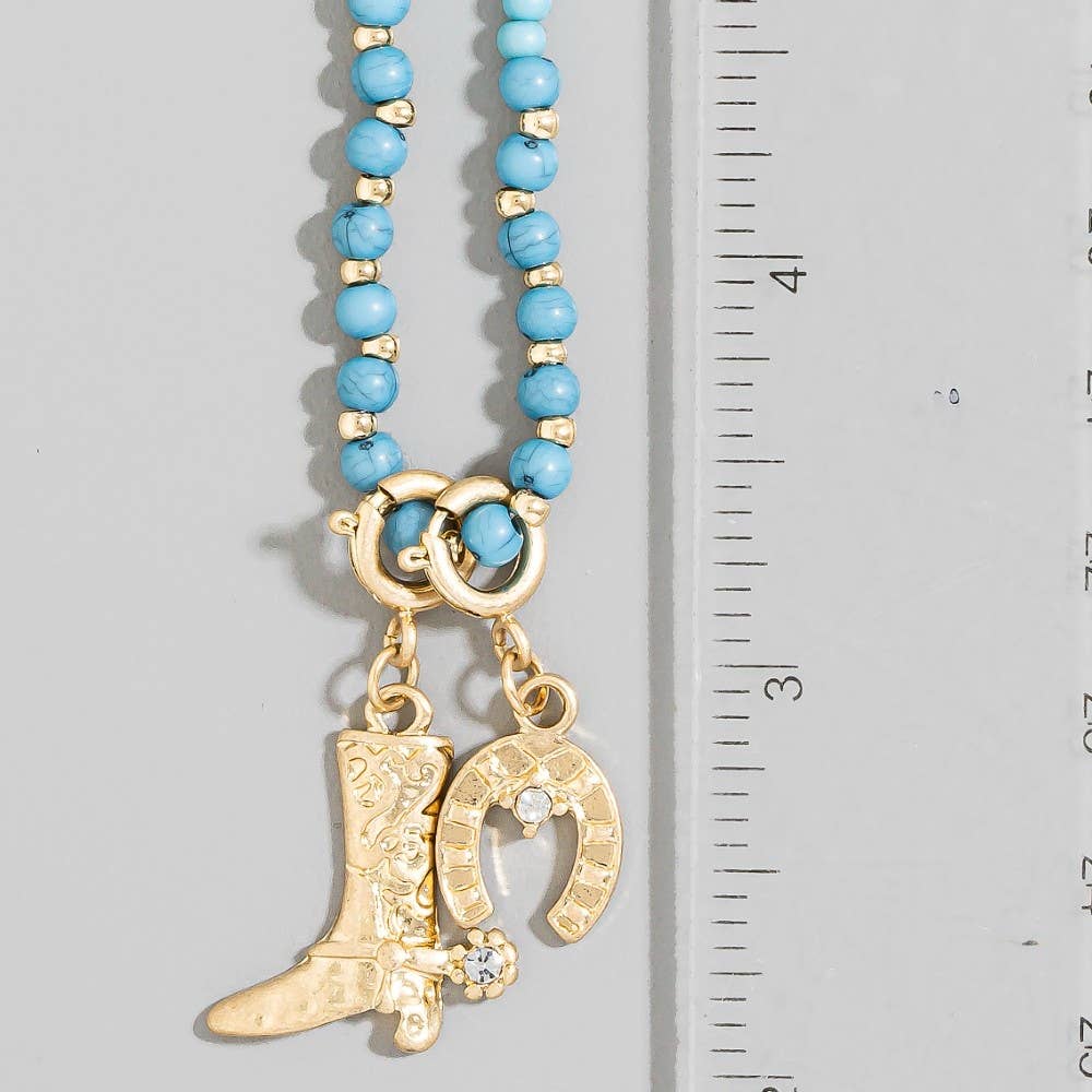 TUR Western Cowboy Boot And Horseshoe Charms Chain Necklace for wholesale on Faire3