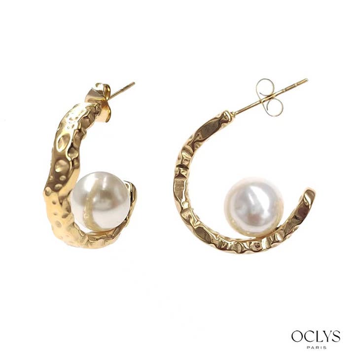 Oclys - Wholesale Dangle Earrings - Giana stainless steel pearl earrings