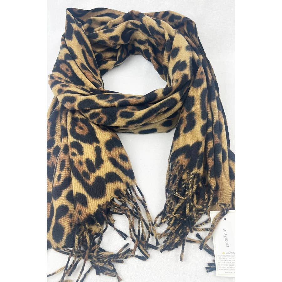 Love and Repeat - Vente Écharpe – femme - Écharpe longue à imprimé léopard avec tesselle2