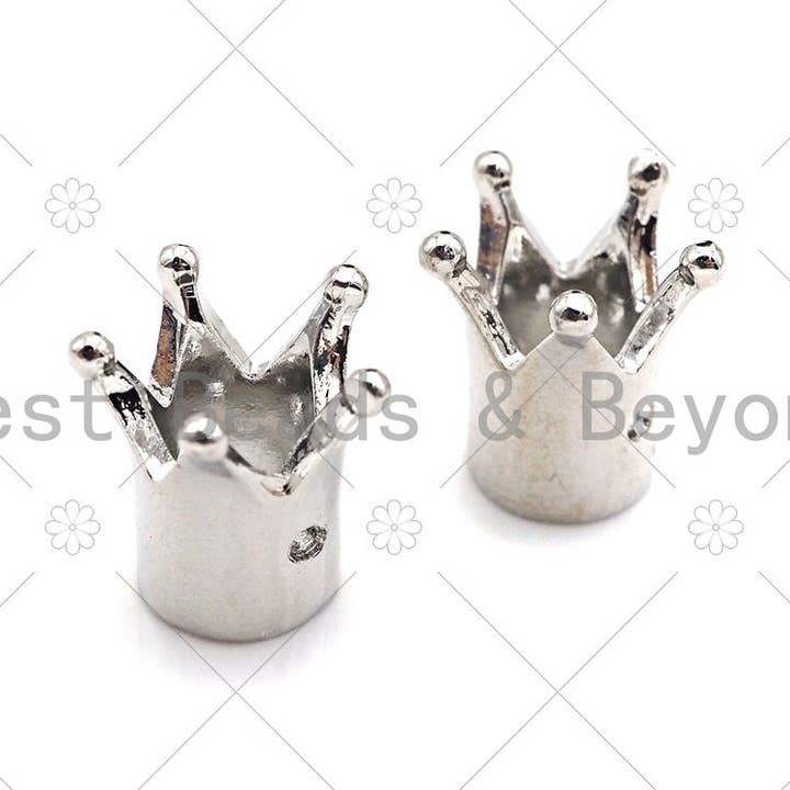 King Crown Spacer Beads, High Polished Silver Crown Spacer Beads, Men's Women's Jewelry Making, 12x11x7mm, Sku#JL46 for wholesale by BestBeads&Beyond