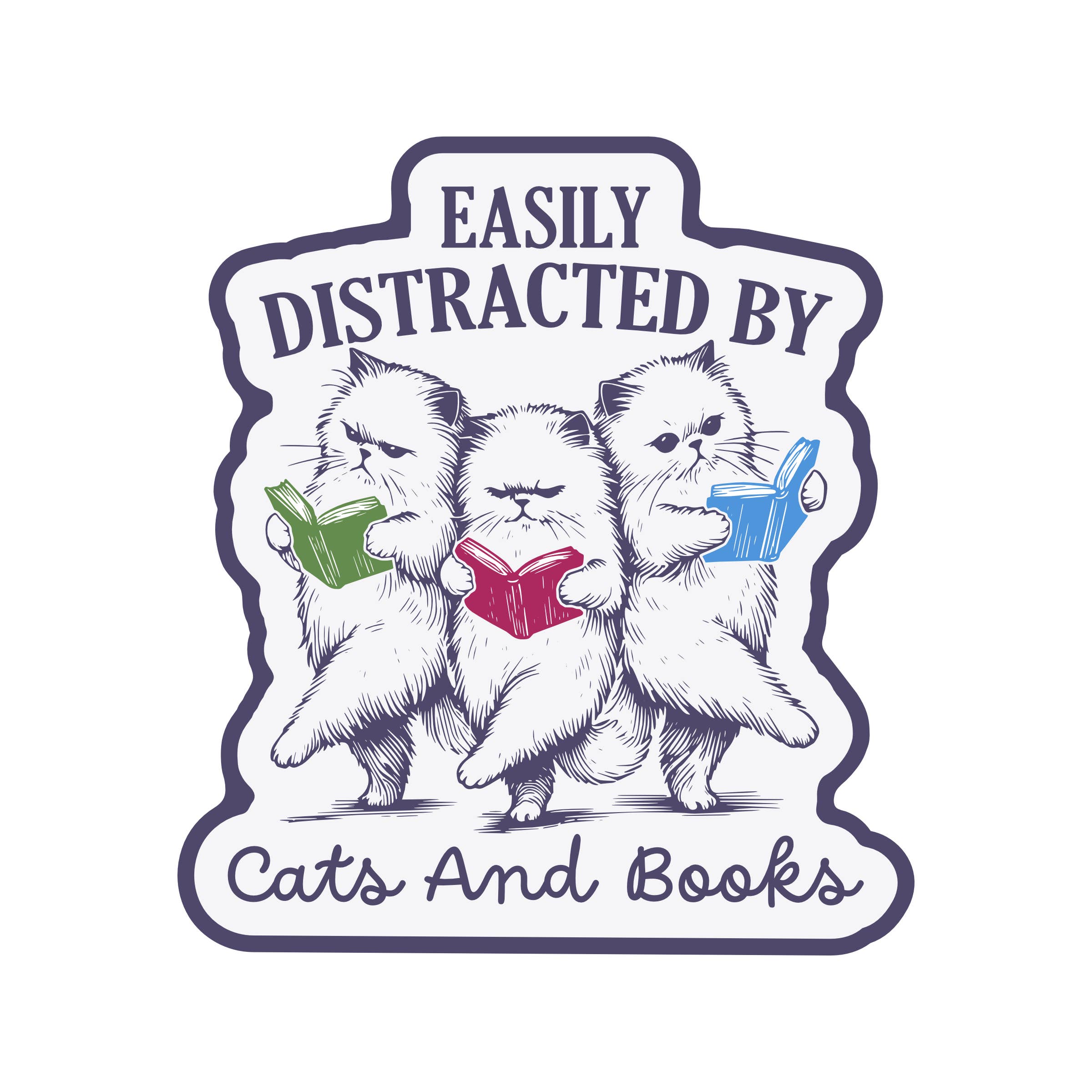 Juju and Moxie - Wholesale Sticker - Adorable Kitty Cat Book Read High Quality Vinyl Sticker0